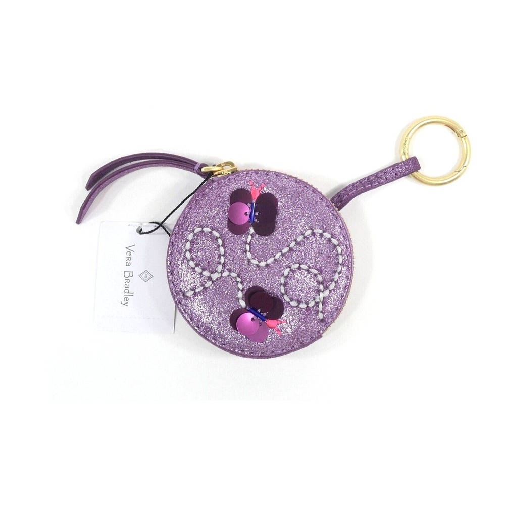 Vera Bradley Mallory Butterfly Lilac Shimmer Bag Charm NWT‎